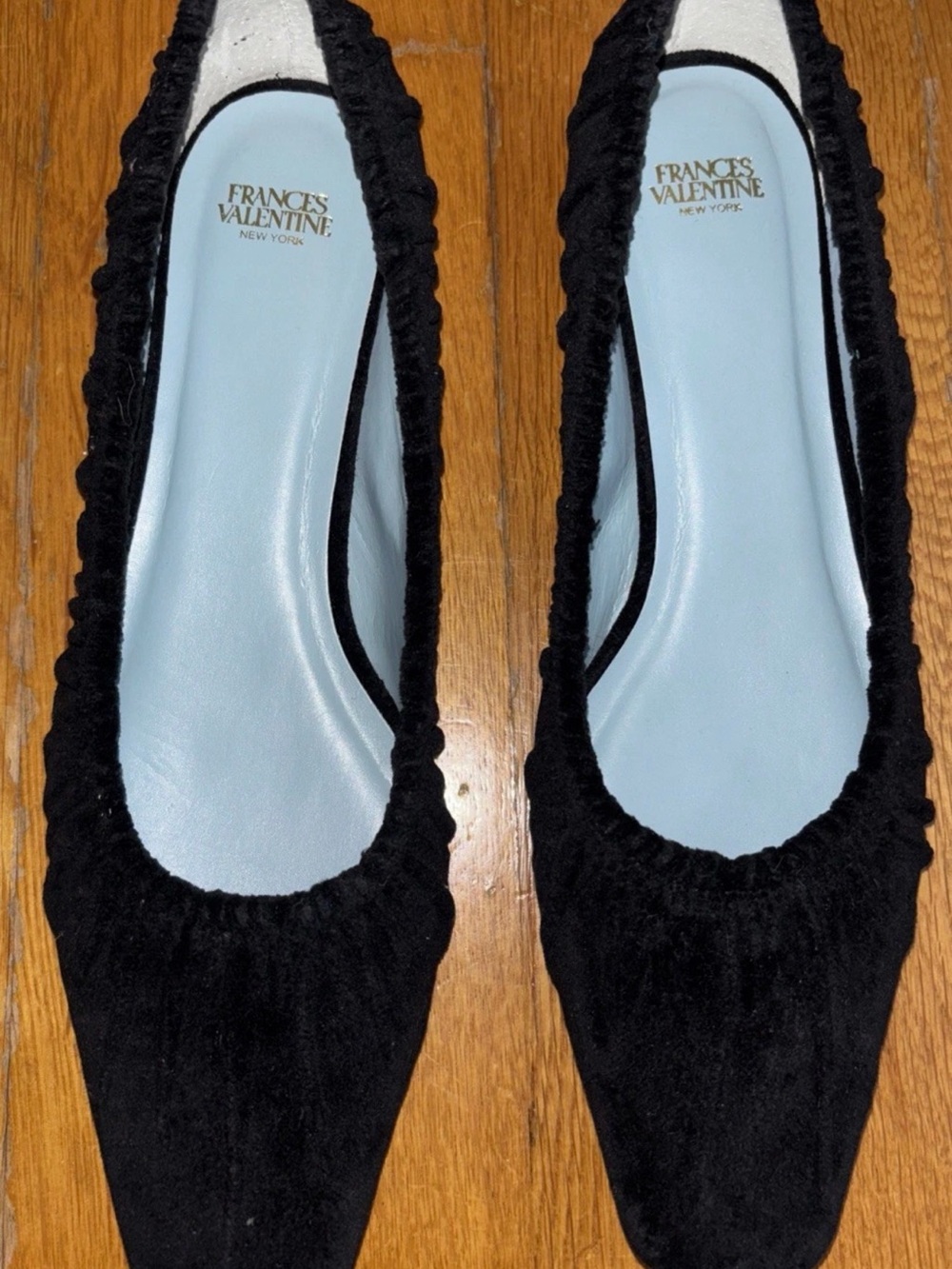 Frances Valentine Black Velvet Pointed Flats - New